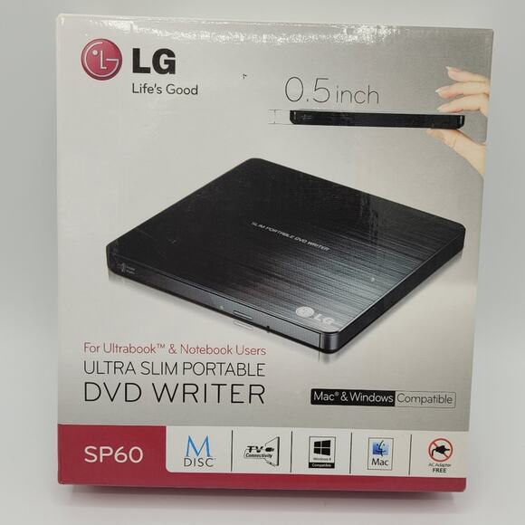 Ultra Slim Portable DVD Writer SP60 For UltrabookTM & Notebook Users Untested - Picture 1 of 9